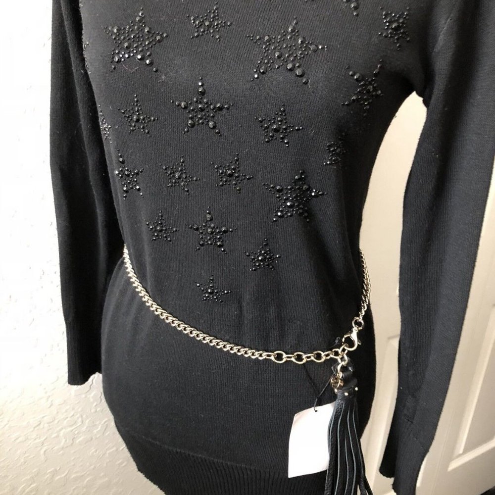 NEW!  Gucci Women's Chain Tassel Gold / Black Leather Belt/Necklace - 75 - Picture 6 of 9